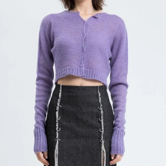 Danielle Guizio　mohaih ribbed ccrdigan Danielle Guizio Mohair Ribbed Cardigan - Moss | Garmentory